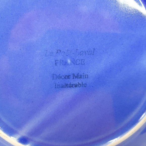 Le Poet-Laval France Blue Dinnerware Lot of 2 Dinner Plates Raised Design Cobalt - Picture 7 of 12